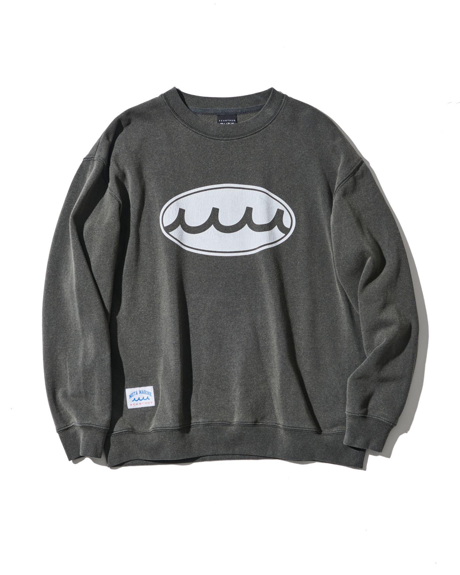 ☆先行予約☆muta MARINE × ACANTHUS  / エイジングサークルロゴクルーネックスウェット / Aging Circle Logo Crewneck / BLACK 【MA2611】