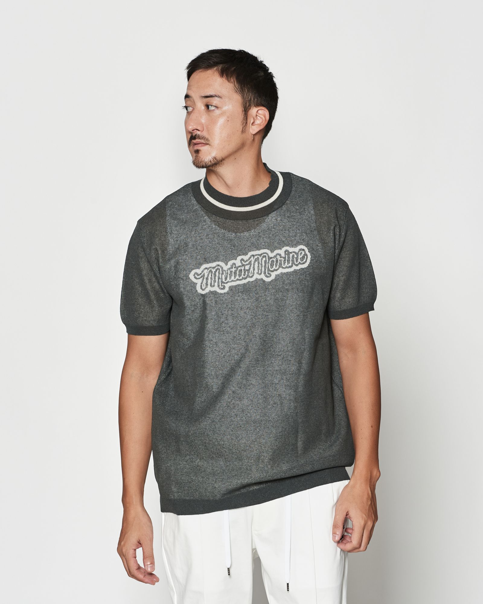 ☆先行予約☆muta MARINE × ACANTHUS  / 半袖ニット / Sheer Knit S/S Top / GREY 【MA2634】