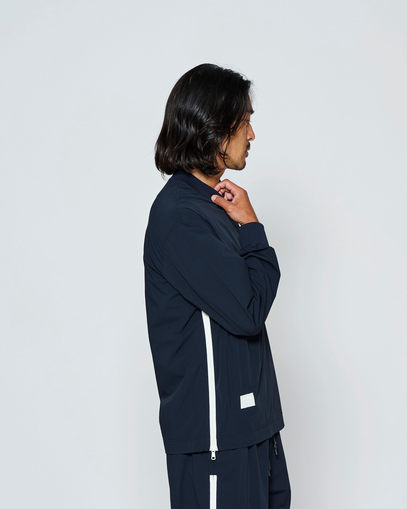 ☆先行予約☆muta MARINE × ACANTHUS  / サイドジップ長袖モックネックTシャツ /  Side Zip L/S Mock Top / NAVY【MA2706】