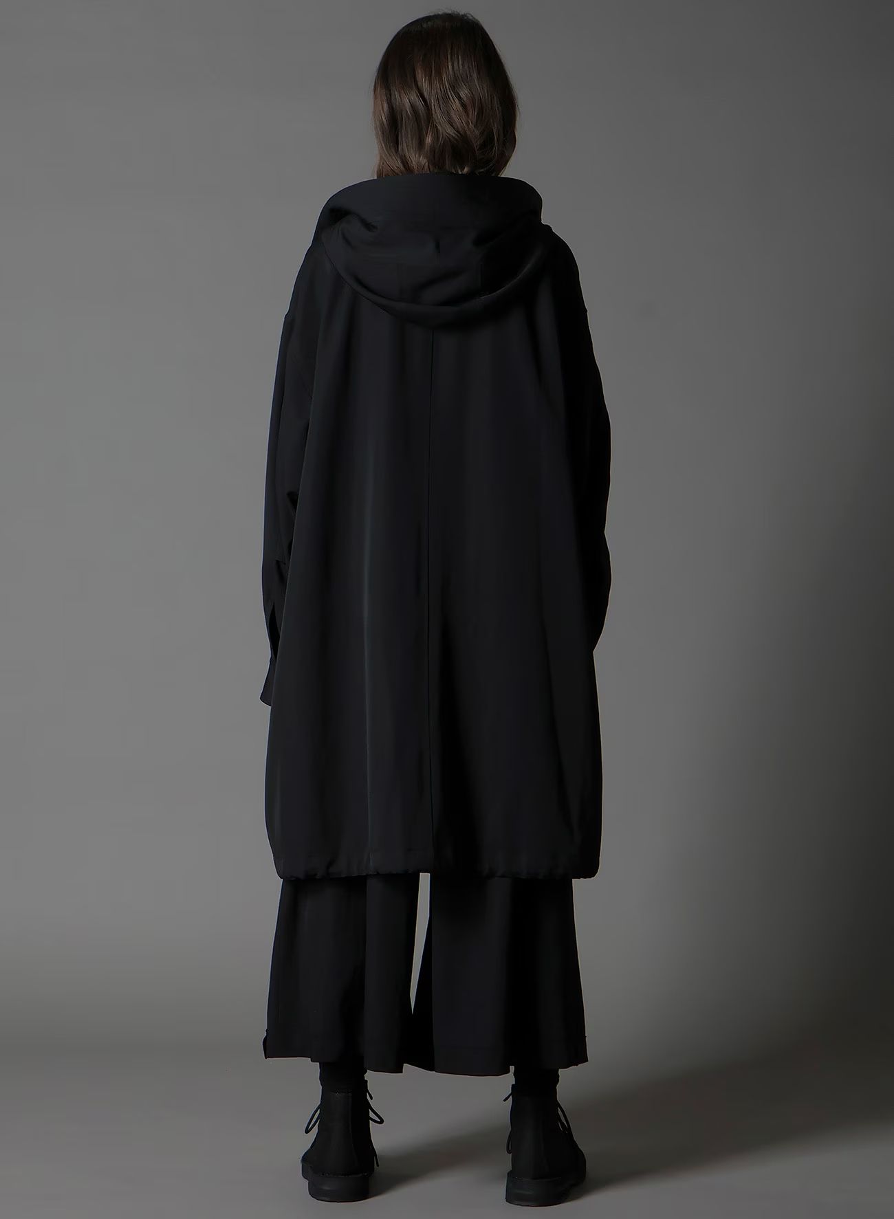 W/GABARDINE HIGH NECK HOODED MODS COAT / BLACK  [GA-C10-101-1]
