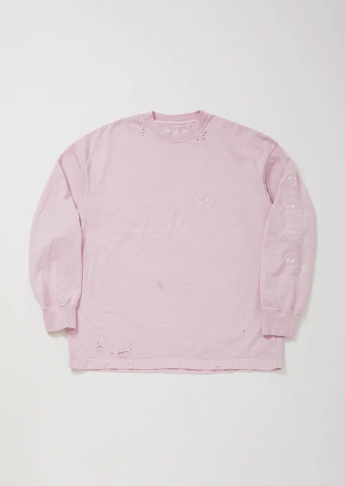 KREVA×GHOST ALMOSTBLACK / DAMEGE DYEING LONG SLEEVE T HAKUTOU / PINK [KRVGAB-C-3-2]