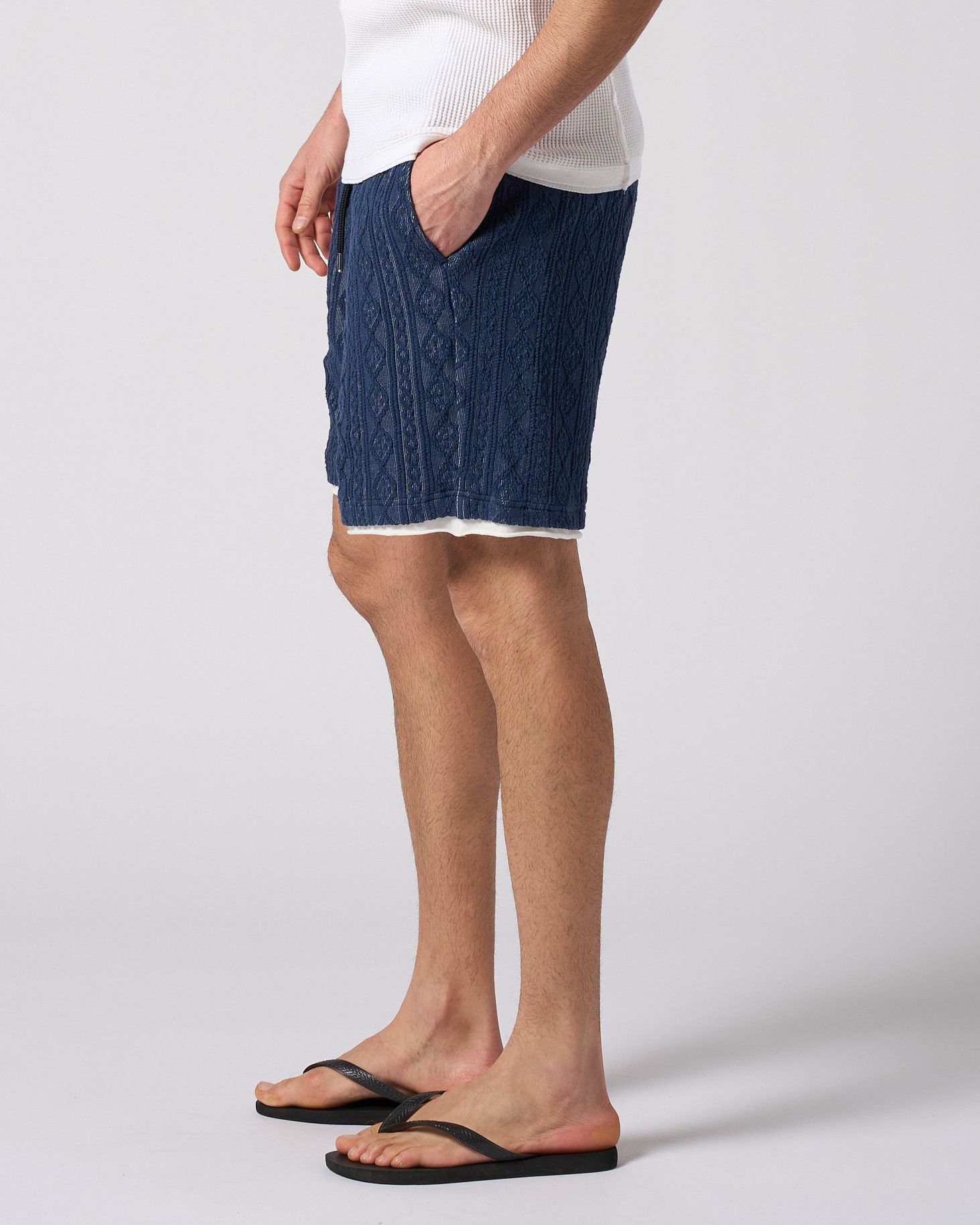 ☆先行予約☆ ジャガードサマーニットショーツ /  jacquard summer knit shorts / NAVY [5401 kc01i]