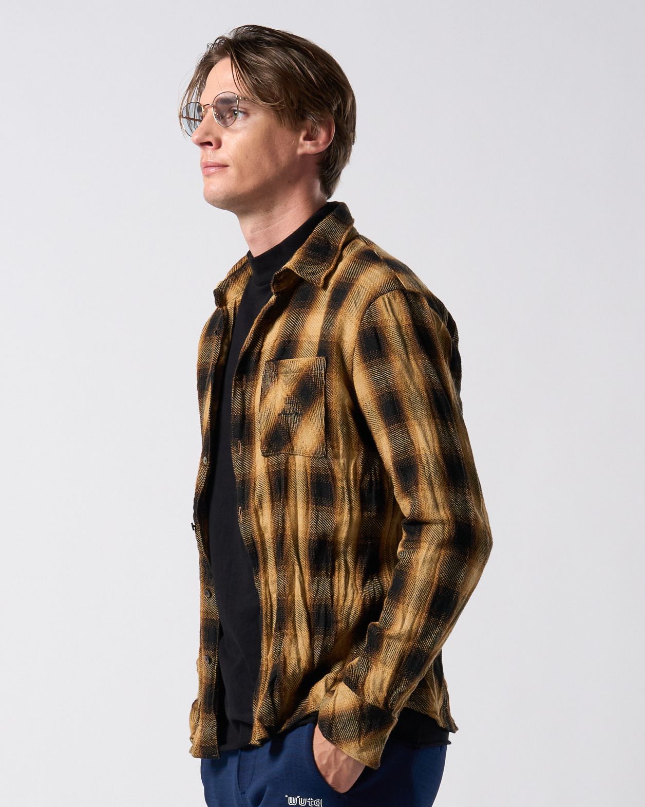 ☆先行予約☆ muta × wjk  / シワ加工チェックシャツ / twist wrinkle check shirt / YELLOW CHECK [401 mw10j]