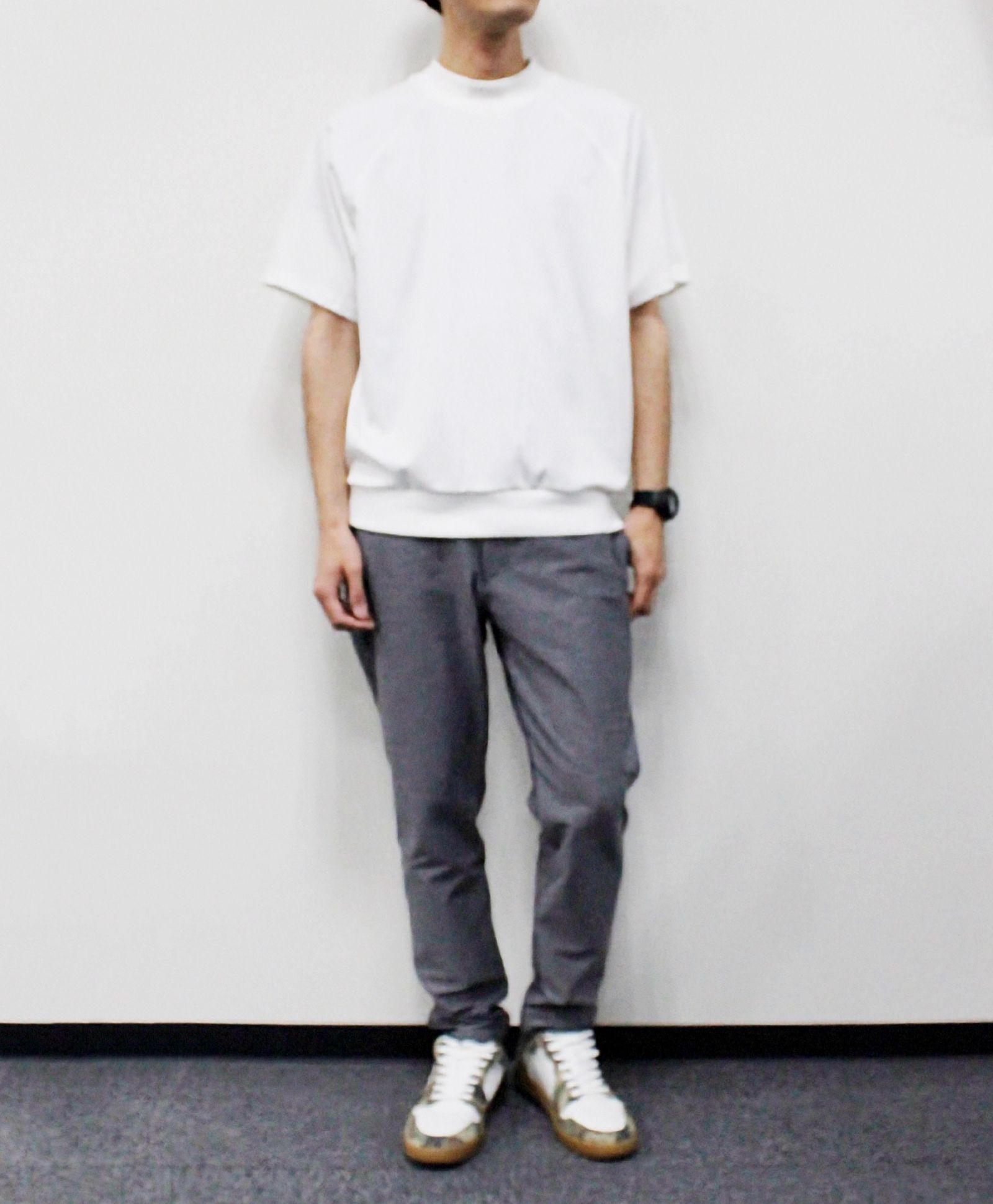 ICE PACK NYLON リバーニット モックネックラグランTee  / ホワイト [76006]