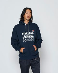 ☆先行予約☆muta MARINE × ACANTHUS  / Wネームロゴフーディー / プルオーバーパーカー /  W-name logo hoodie / NAVY【MA2726】