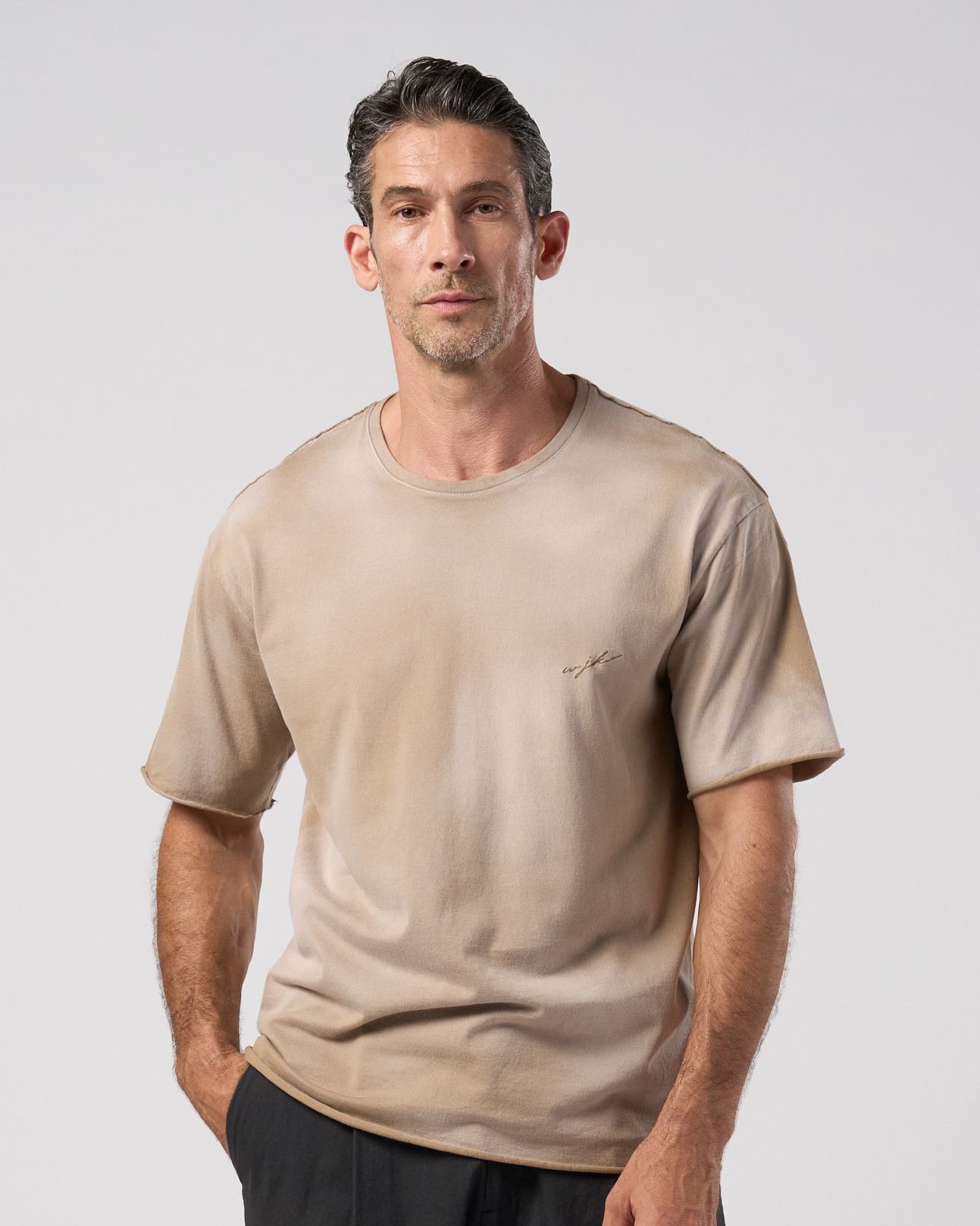 ☆先行予約☆ wjk  / フェードカットオフ半袖Tシャツ / fade cut-off S/S / fade beige 【7154 lj93k】