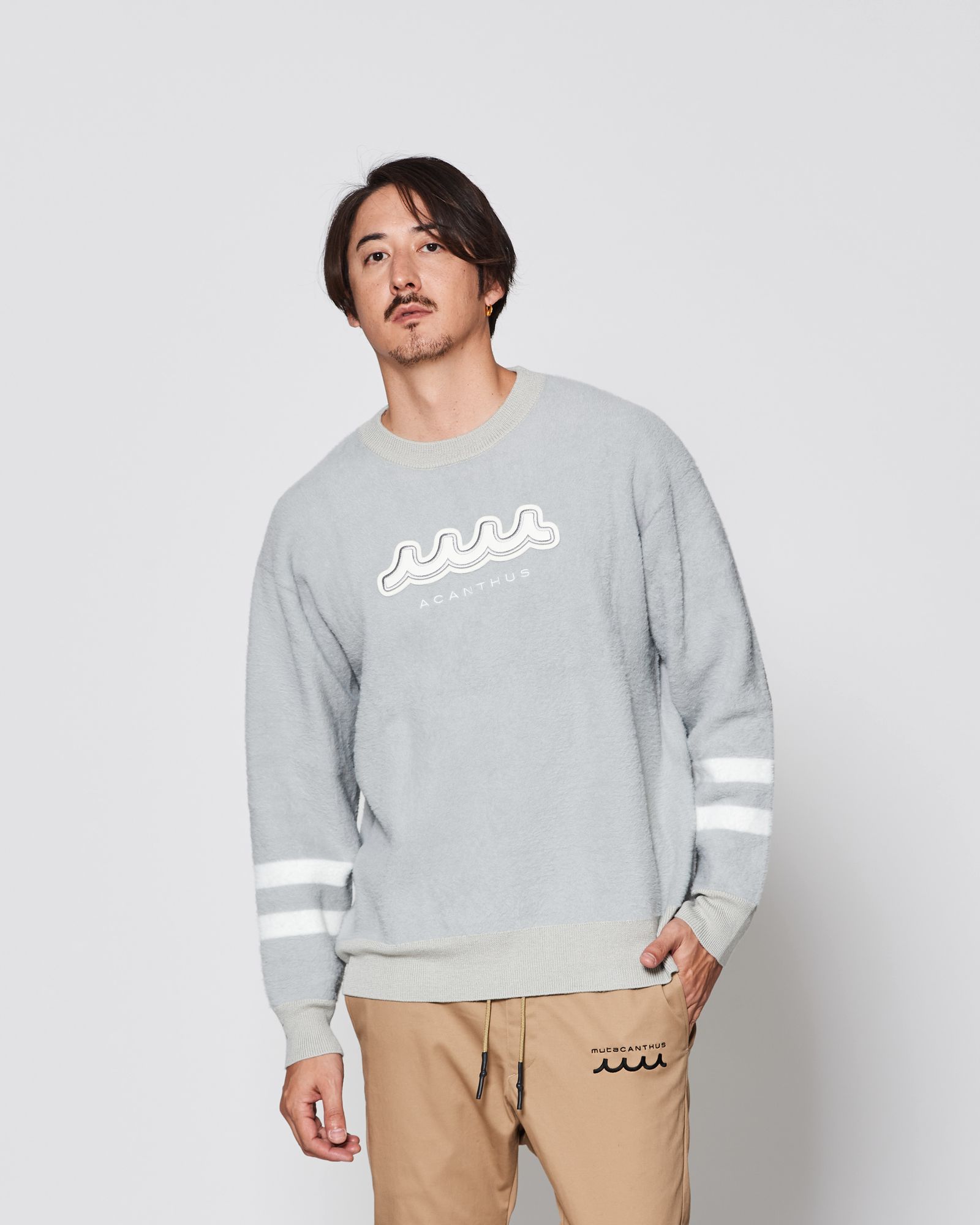 ☆先行予約販売2025年10月下旬～11月下旬頃入荷予定☆ ACANTHUS × muta MARINE / muta Fur Knit Crewneck / ニット / GRAY 【MA2544】