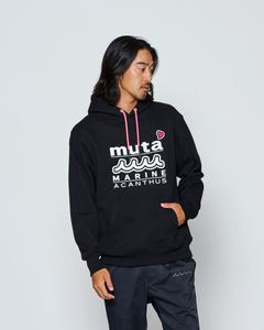 ☆先行予約☆muta MARINE × ACANTHUS  / Wネームロゴフーディー / プルオーバーパーカー /  W-name logo hoodie / BLACK【MA2726】