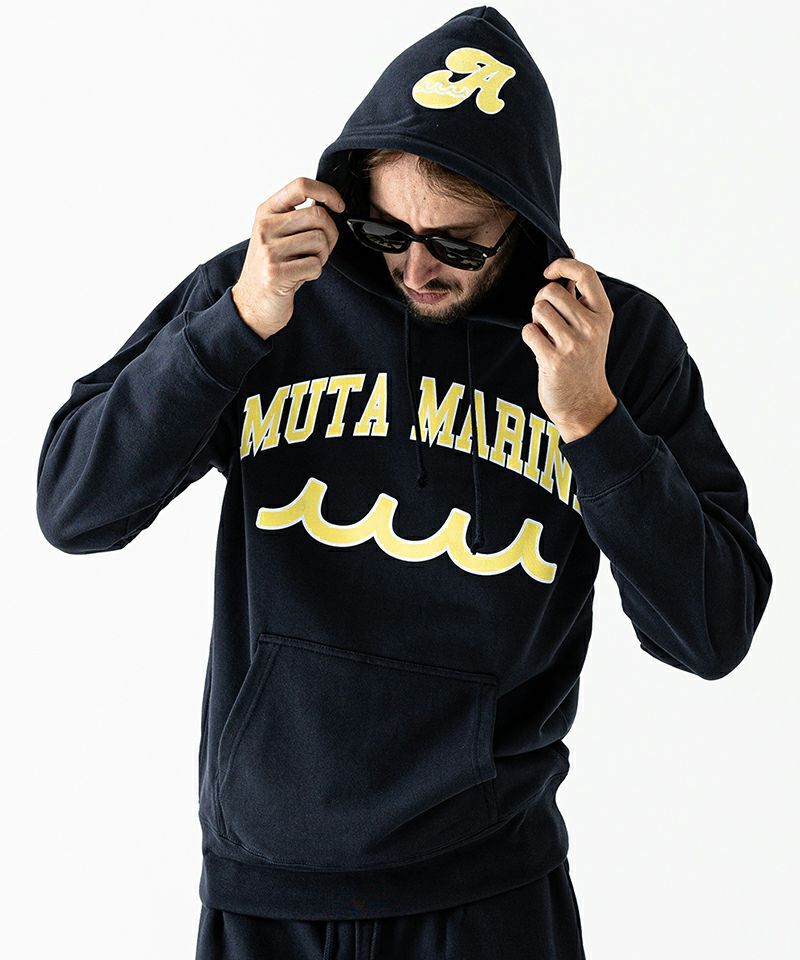 ACANTHUS x muta MARINE / College Logo Hooded Sweatshirt / パーカー / NAVY