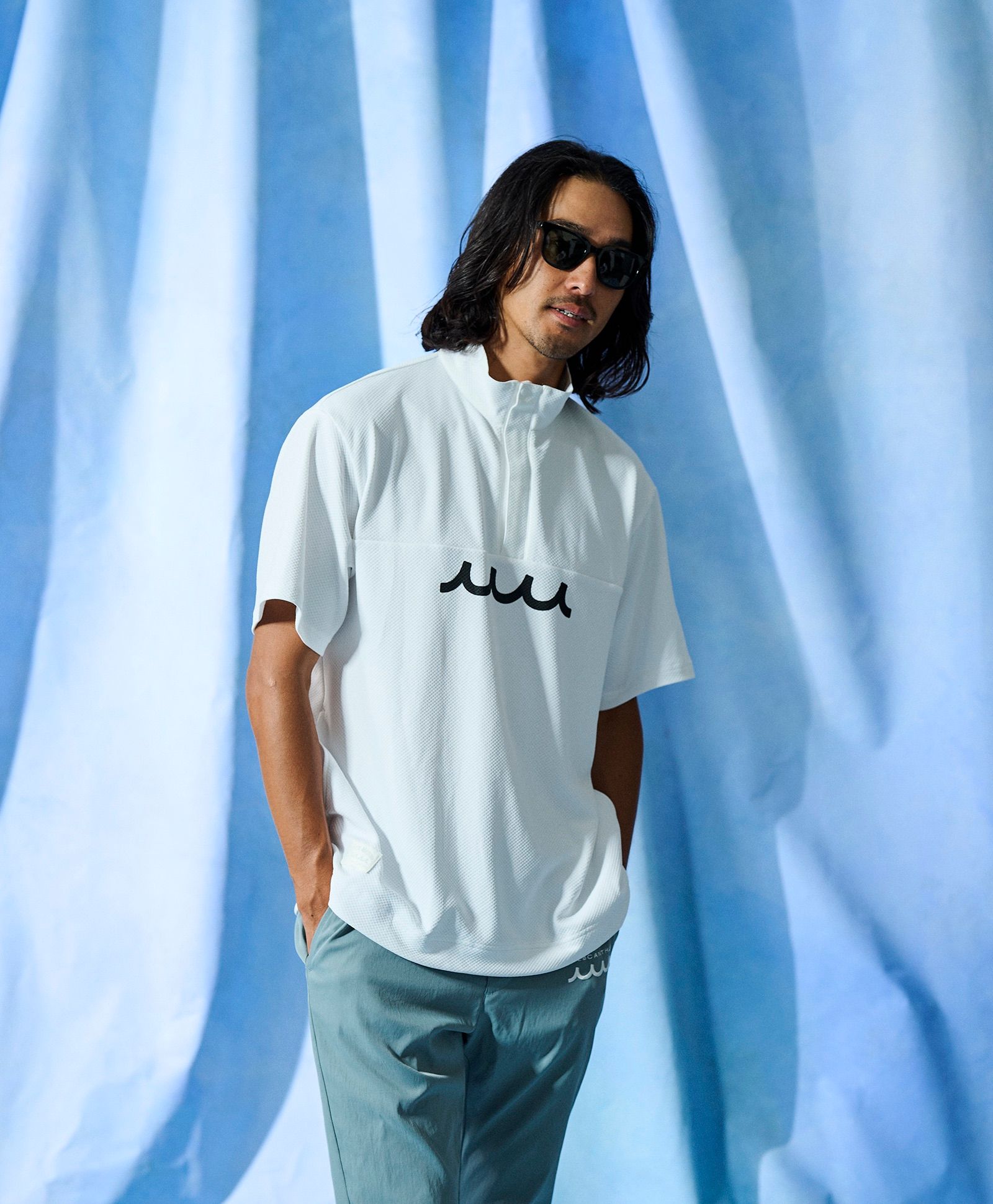 ☆先行予約☆muta MARINE × ACANTHUS  / スタンドカラーS/Sトップ /  Stand Collor S/S Top / WHITE【MA2709】