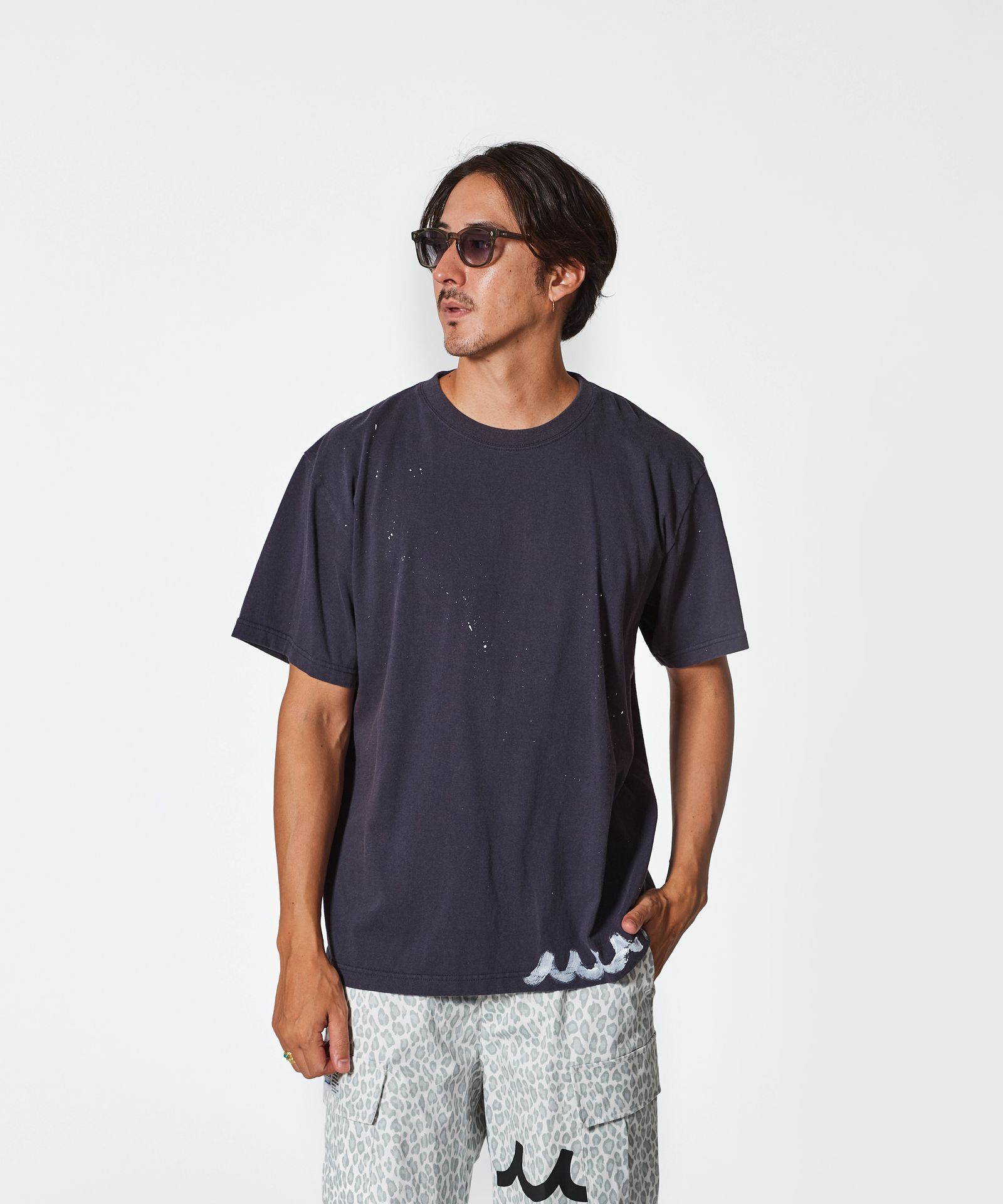 ACANTHUS × muta MARINE / muta Washed Hand Paint Tee / ハンドペイントTシャツ / NAVY 【MA2512】