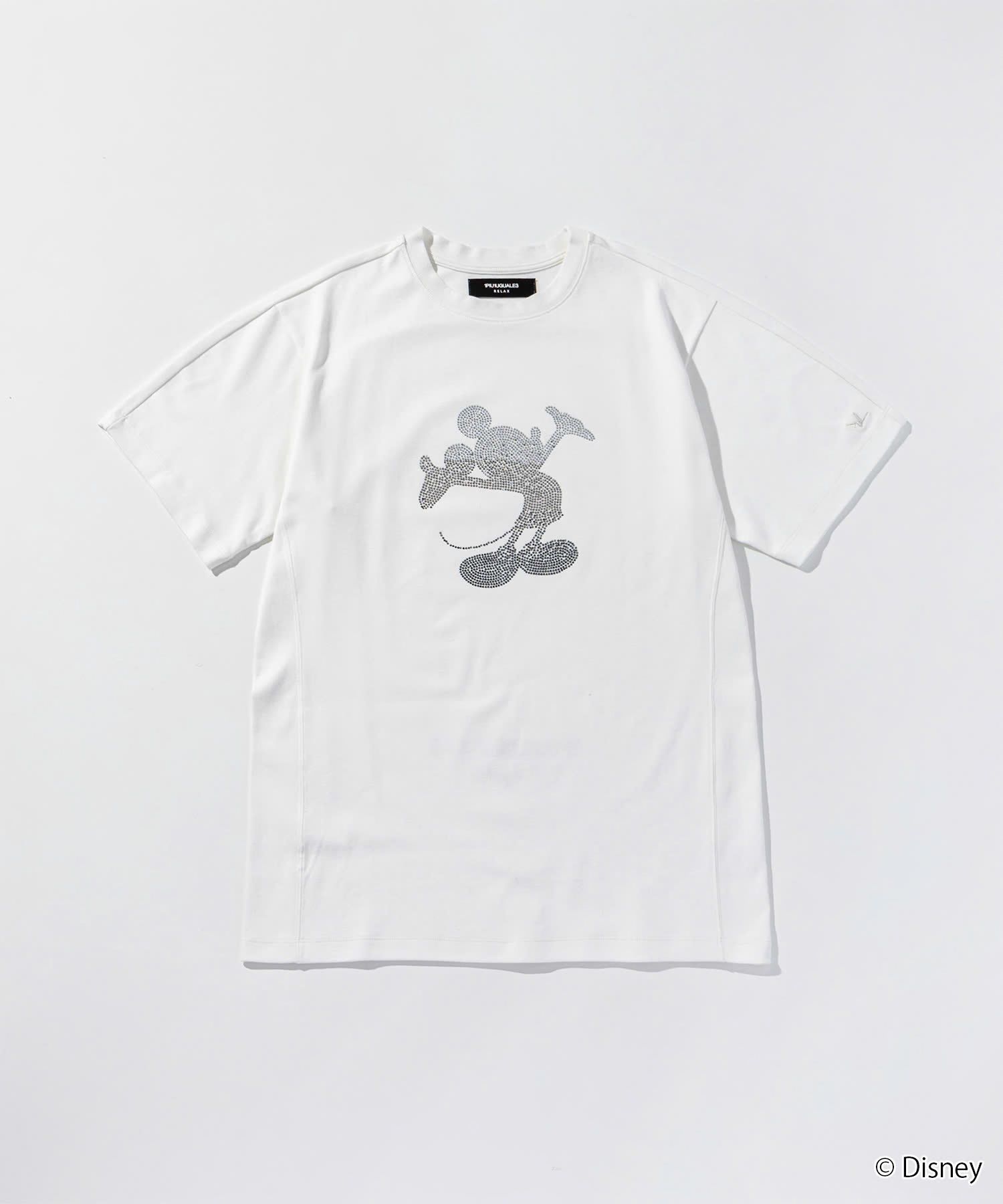 【ミッキーマウス】ラインストーンシルエット半袖Tシャツ / ホワイト 【UST-26093】
