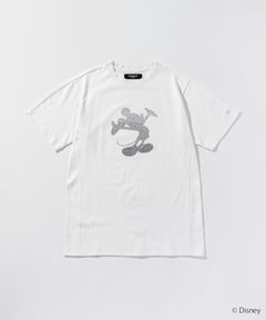 【ミッキーマウス】ラインストーンシルエット半袖Tシャツ / ホワイト 【UST-26093】