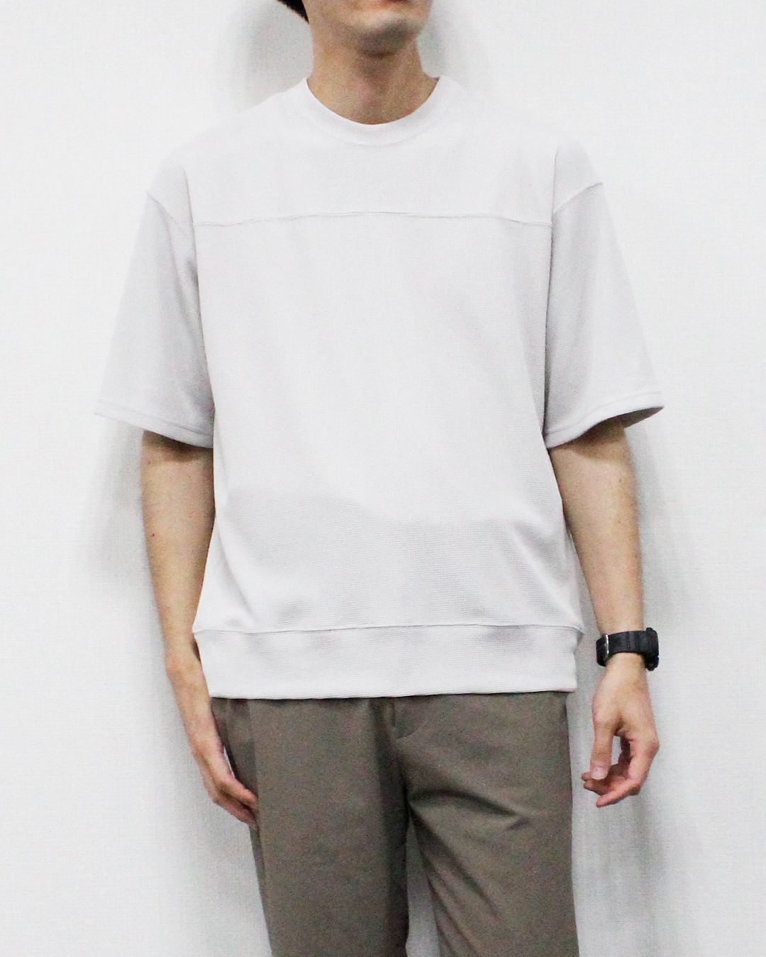 マルーデコットン30sワッフル 半袖Tシャツ  / グレージュ [76003]