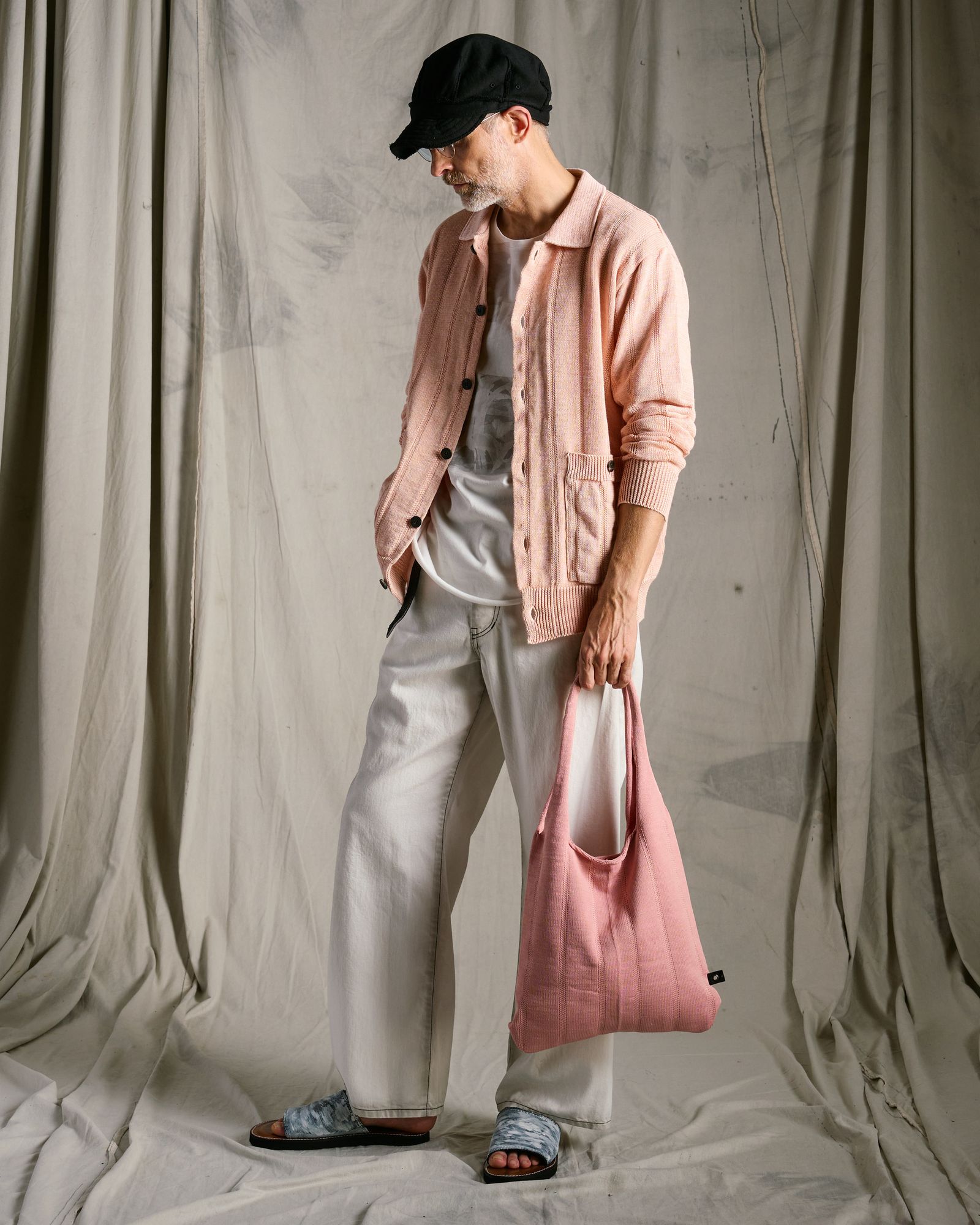☆先行予約☆ wjk  / ストライプニットバッグ / stripe knit bag / pink【8005 kw86k】