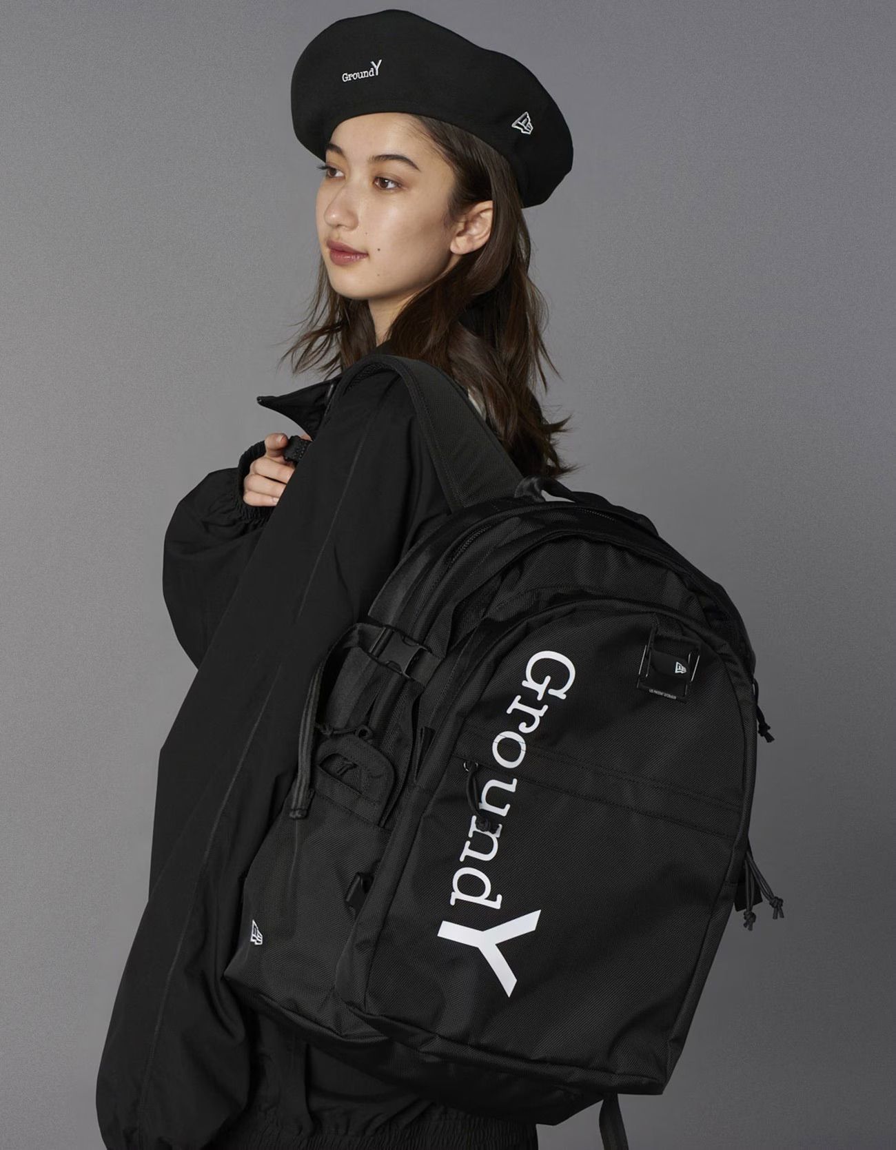 即納【国内買付】Ground Y×NEWERA(R) GROUND Y LOGO ベレー帽 Ground Y - Ground Y × New Era | BERET GY LOG BLK / ベレー帽