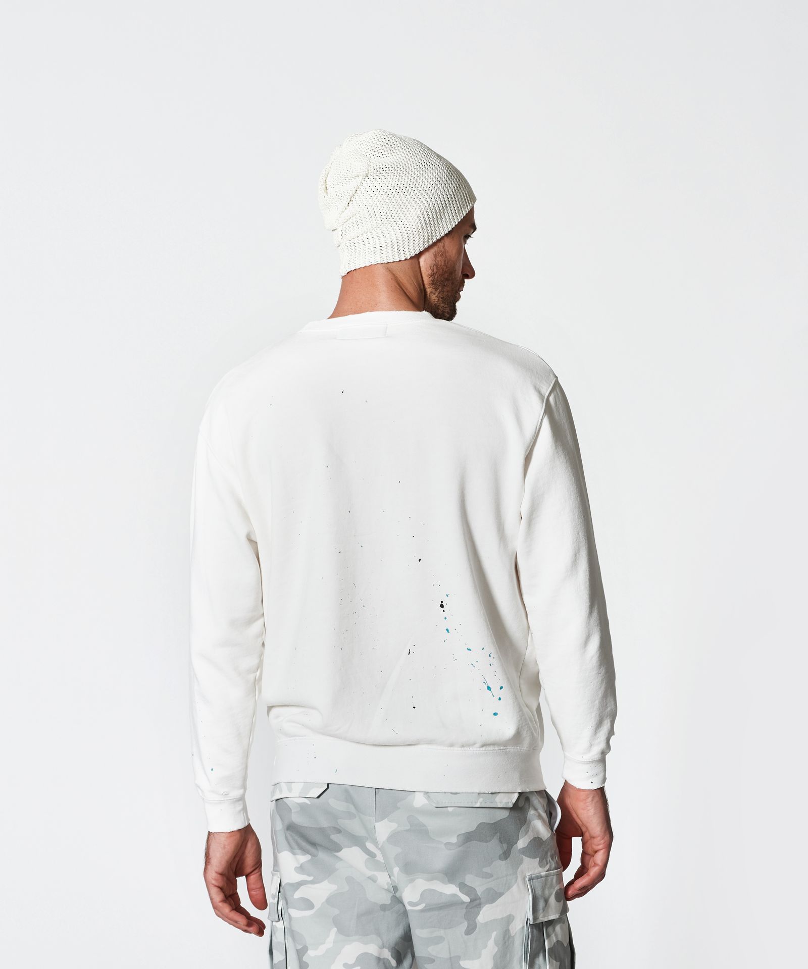 Damage Washed Hand Paint Logo Crewneck / プルオーバースウェット / WHITE【HJ2502】