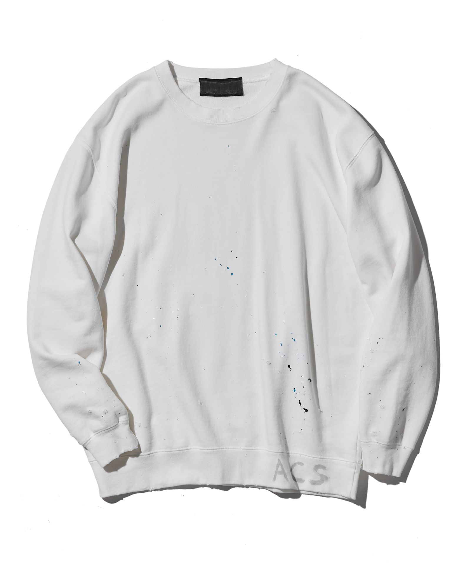 Damage Washed Hand Paint Logo Crewneck / プルオーバースウェット / WHITE【HJ2502】