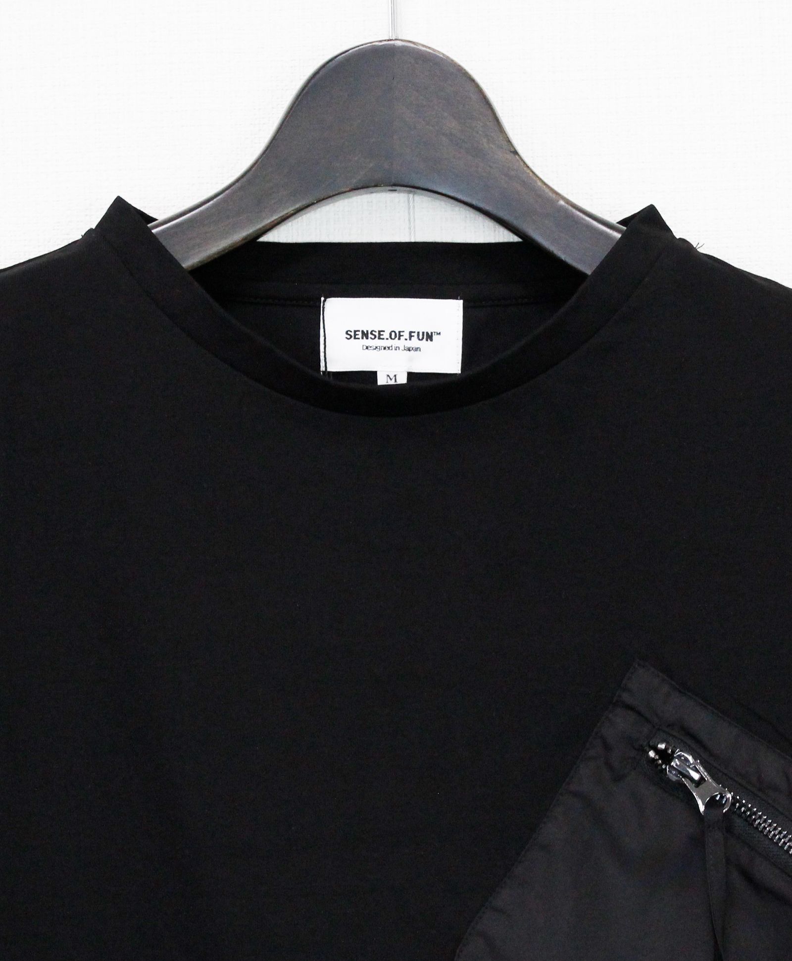 胸ポケットZIPショートスリーブTシャツ / ブラック【341038】