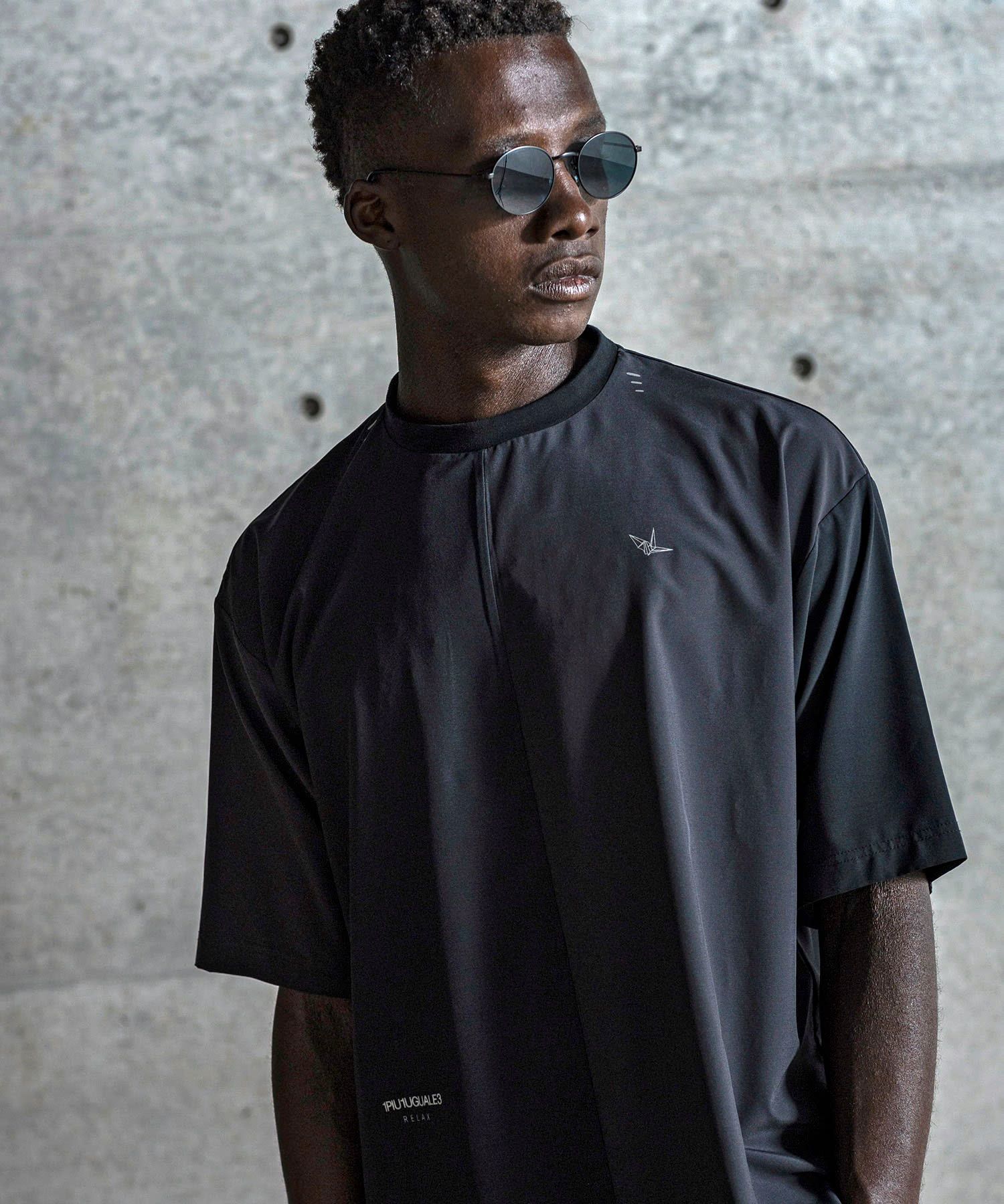 バイカラーランニング半袖Tシャツ / ブラック【UST-26032】