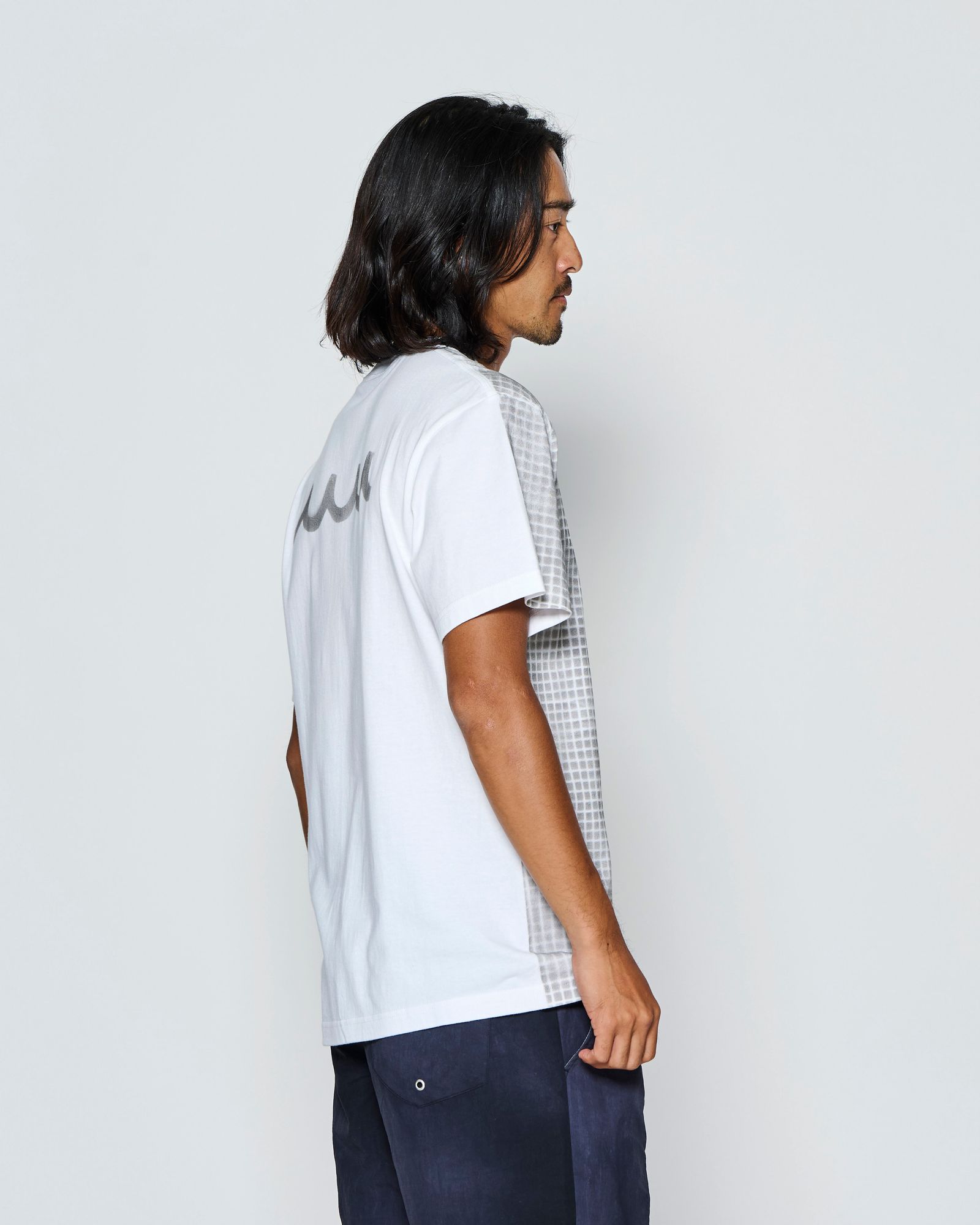 ☆先行予約☆muta MARINE × ACANTHUS  / グリッド柄プリントTシャツ /  Grid Print Tee / WHITE【MA2718】