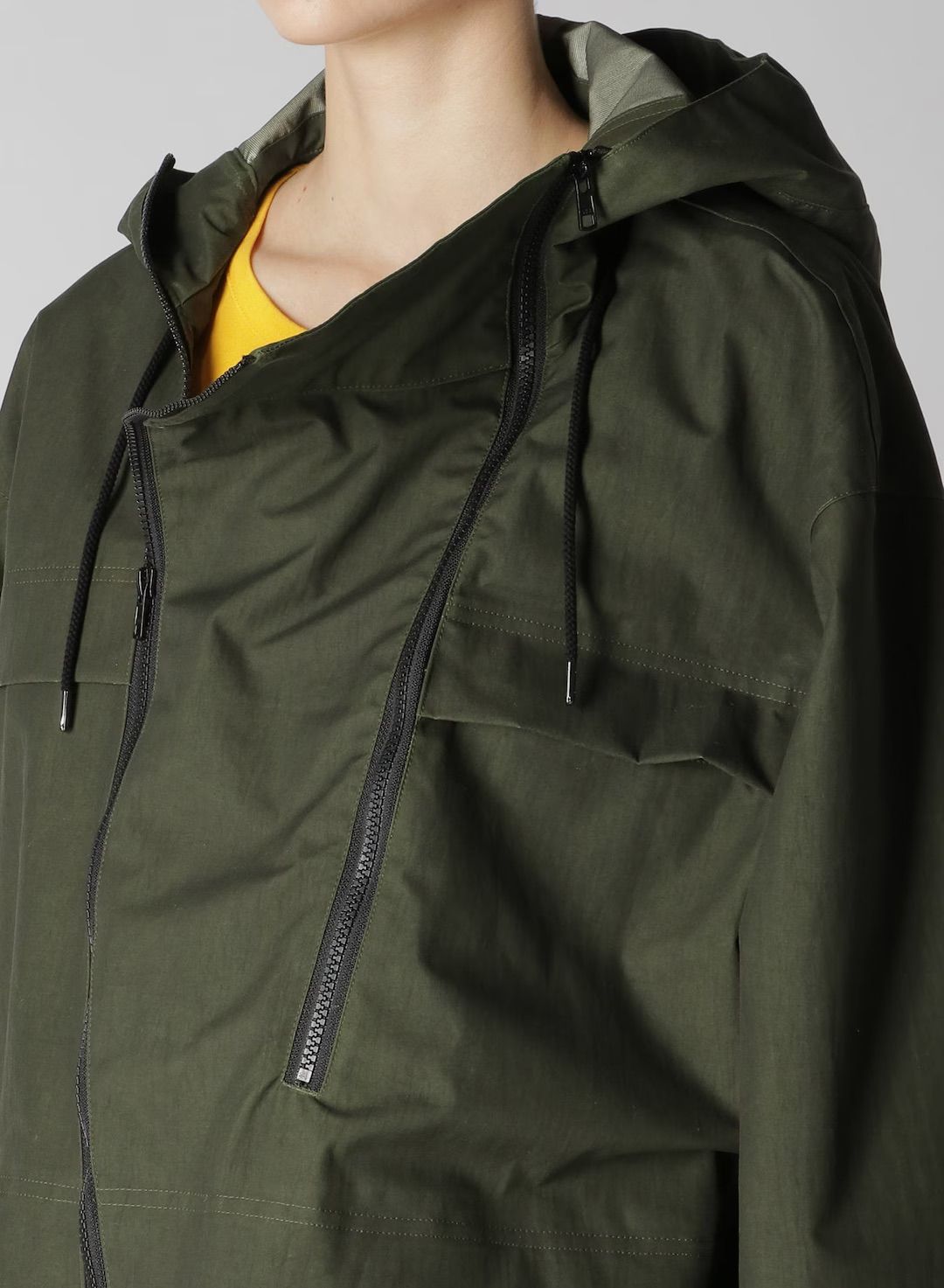 Ground Y - 3 LAYERED CLOTH DOUBLE ZIPPER MOUNTAIN HOODIE / KHAKI