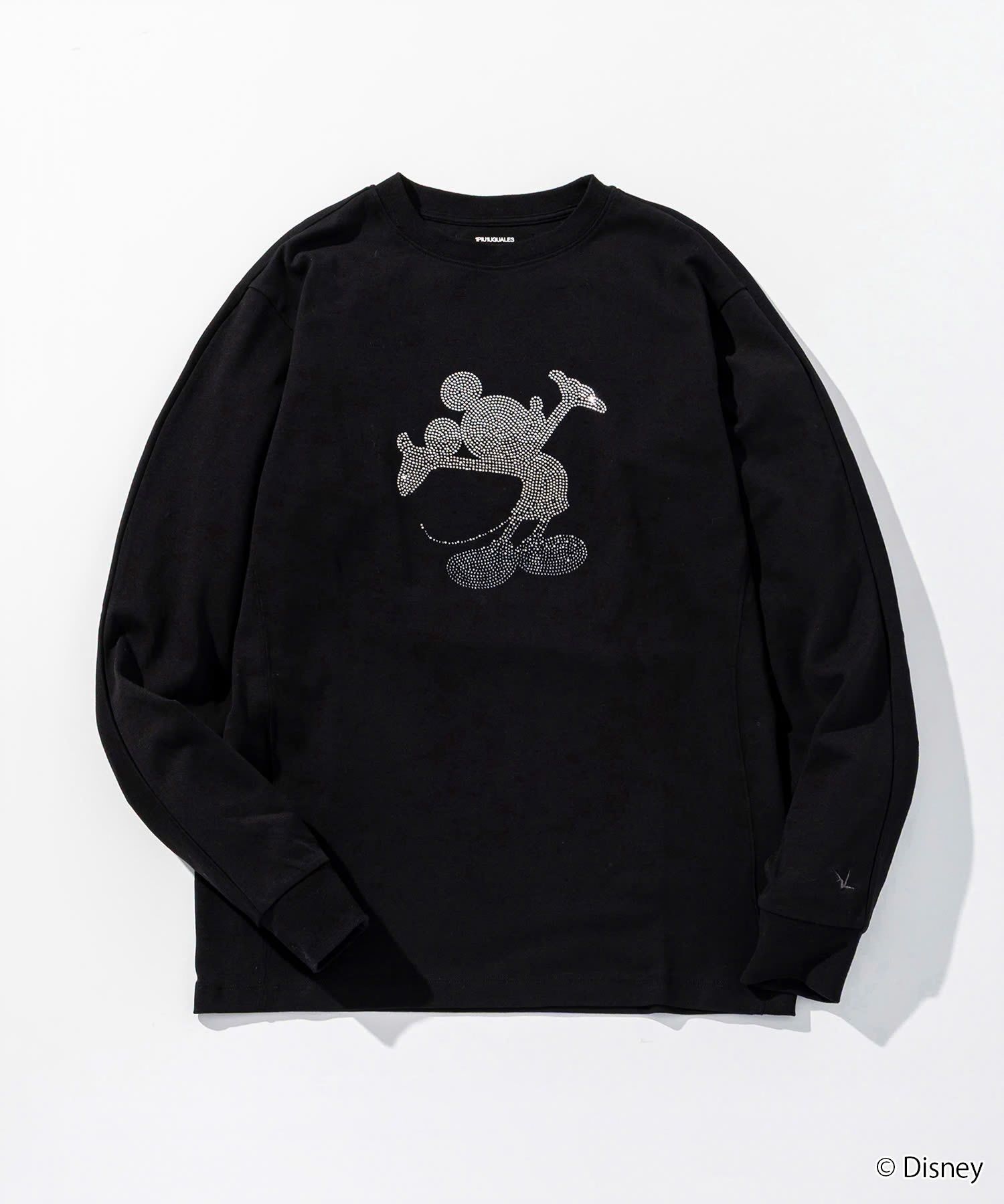 【ミッキーマウス】ラインストーンシルエットロングTシャツ / ブラック【UST-26092】