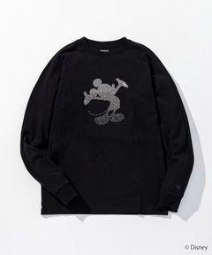 【ミッキーマウス】ラインストーンシルエットロングTシャツ / ブラック【UST-26092】