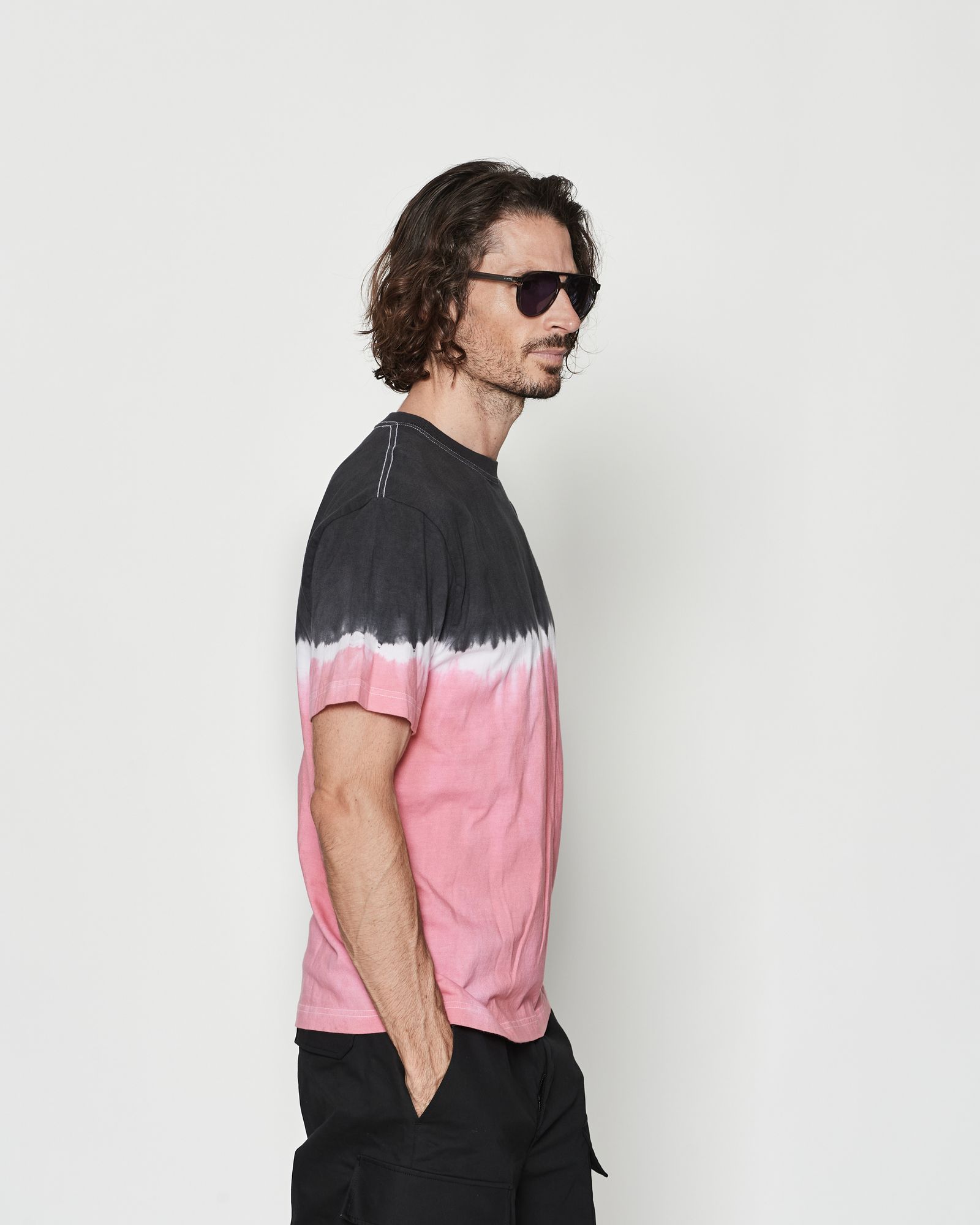 ☆先行予約☆ タイダイTシャツ  /  Contrast Tie-dye Tee / PINK BLACK【CT2604】