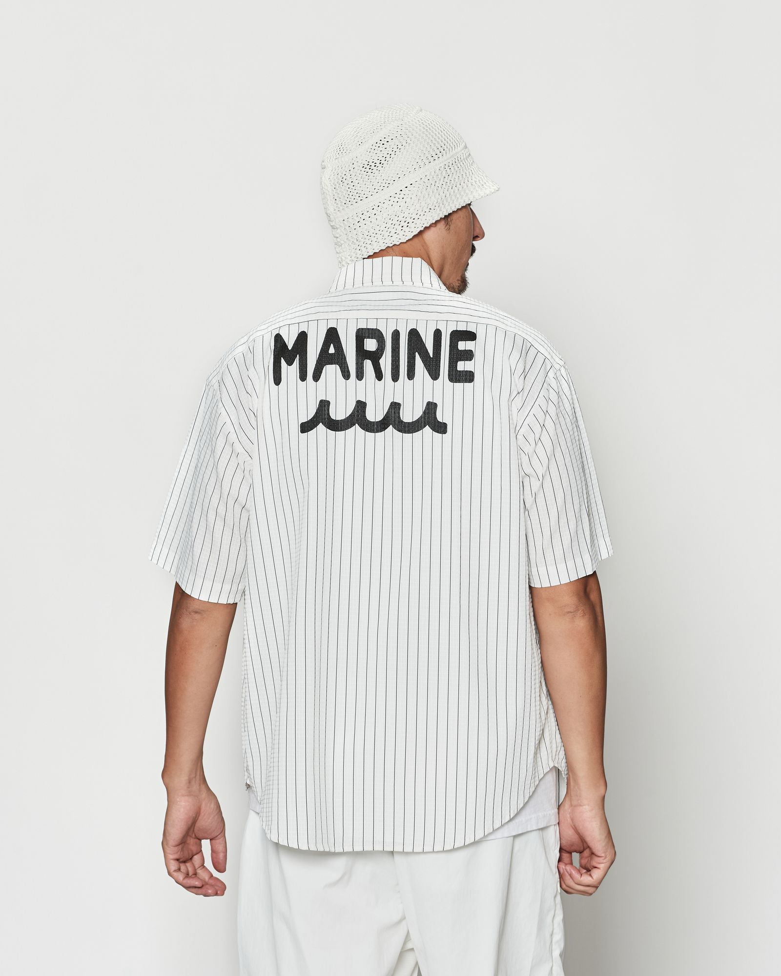☆先行予約☆muta MARINE × ACANTHUS  /Dot Air®ジップアップショートスリーブシャツ / Dot Air® Zip Up S/S Shirt / NAVY STRIPE【MA2604】