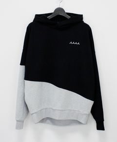 ユニセックス /  BIG プルオーバーパーカー (バイカラー) / ブラック [MMSG-241215]