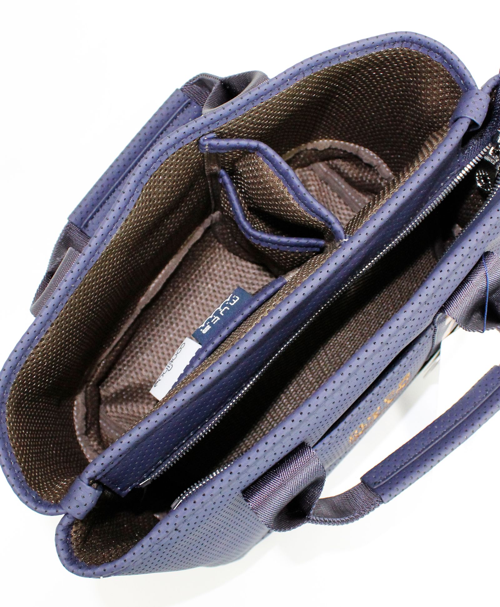 CONTINUA パンチングエシカルレザー パーテーショントートバッグ / ネイビー [MMSG-241110]