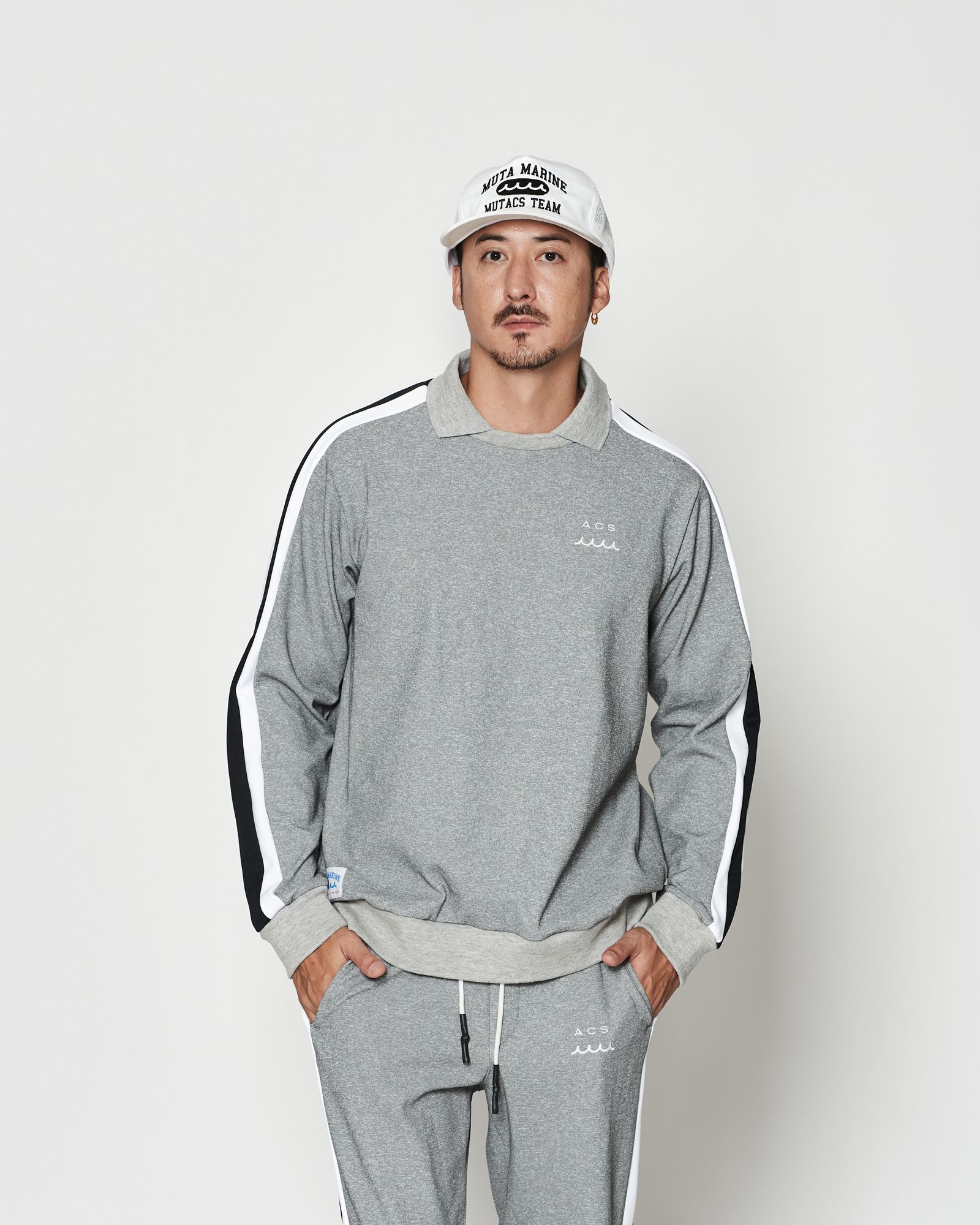 ☆先行予約☆muta MARINE × ACANTHUS  / ポロクルーネックスウェット / Polo Crewneck / GREY 【MA2607】