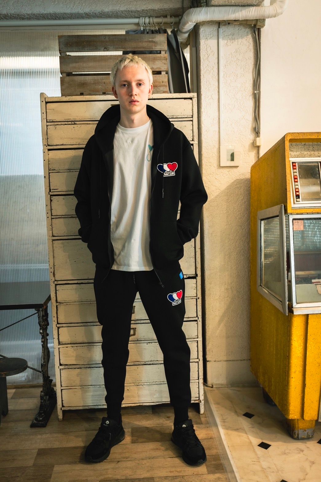 3ハートパッチダンボールパンツ / 3Heart Patch Cardboard  Pants / BLACK