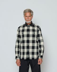 ☆先行予約☆/ レザーカラーチェックシャツ / Leather Collar Check Shirts / WHITE CHECK 【SH2603】