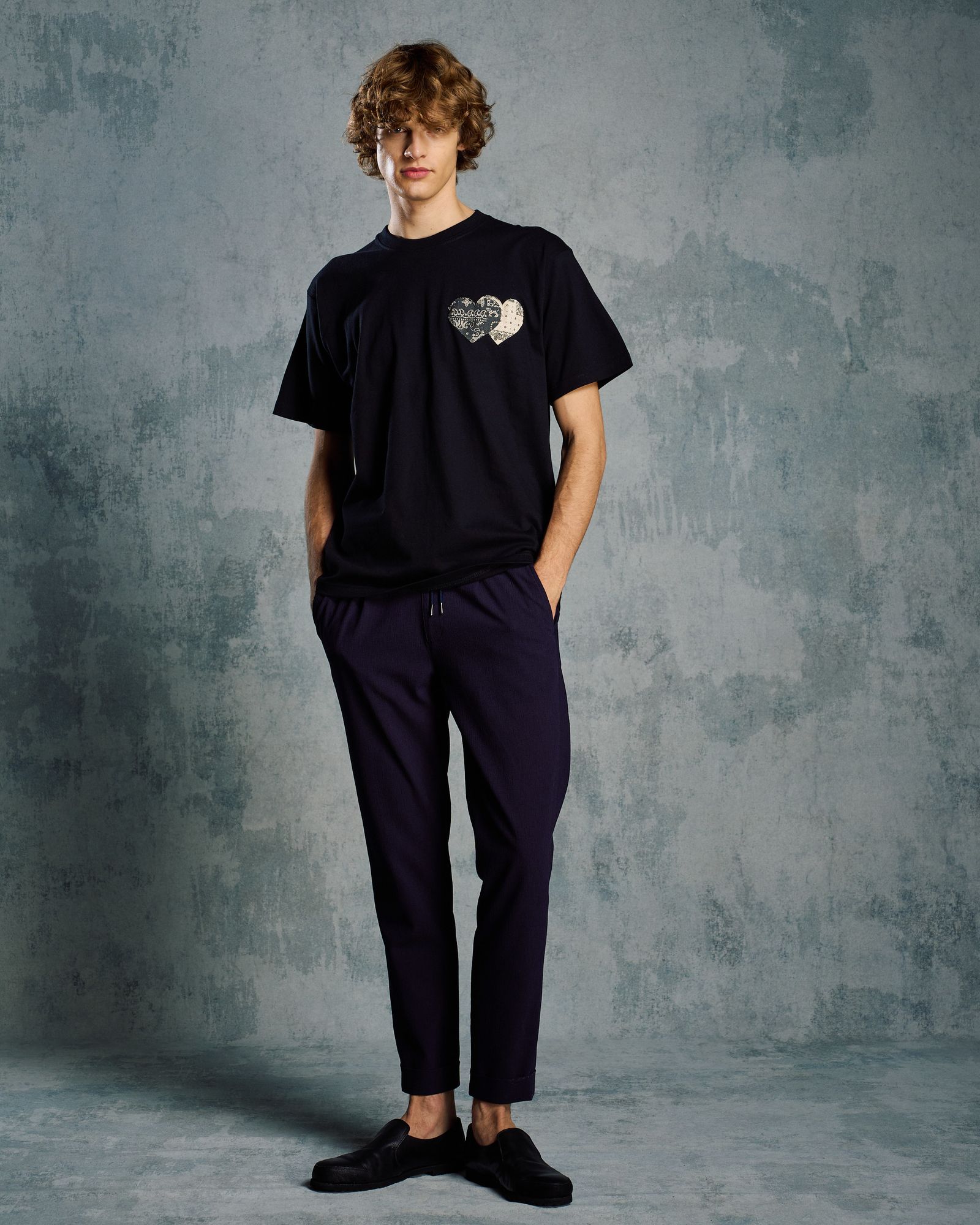 ☆先行予約☆ バンダナ パネル TハートTシャツ / bandana panel heart T / BLACK [7402 cj51i]