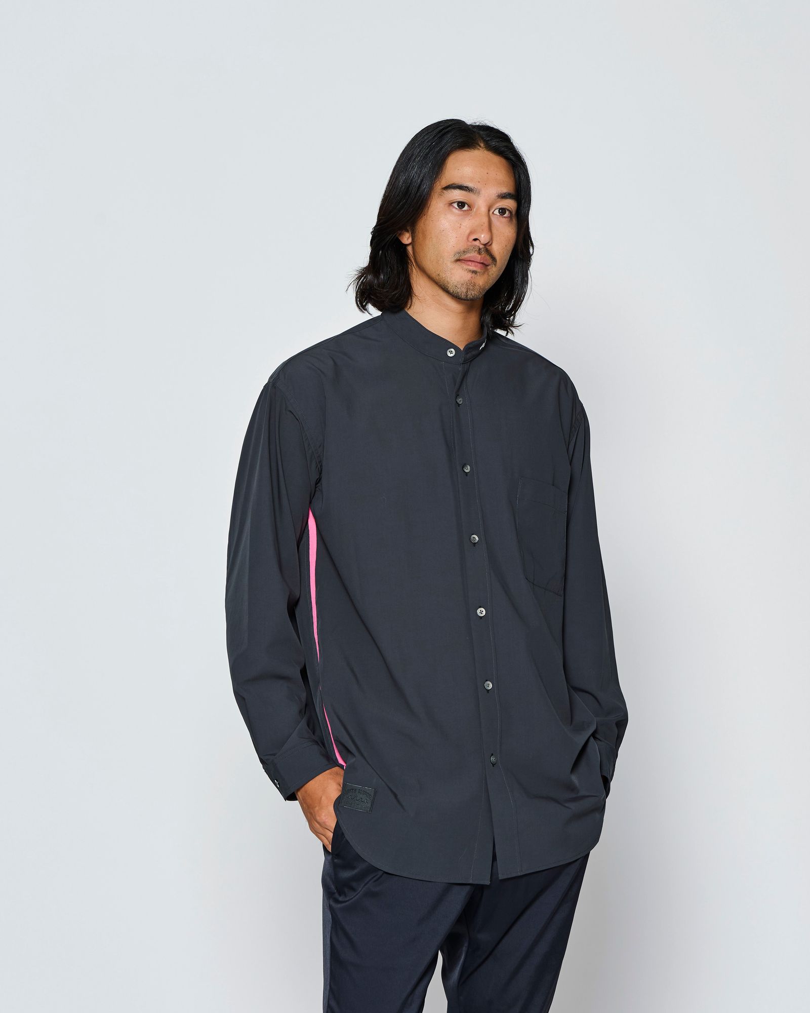 ☆先行予約☆muta MARINE × ACANTHUS  /バンドカラーシャツ /  Band Collar Shirt / BLACK【MA2723】