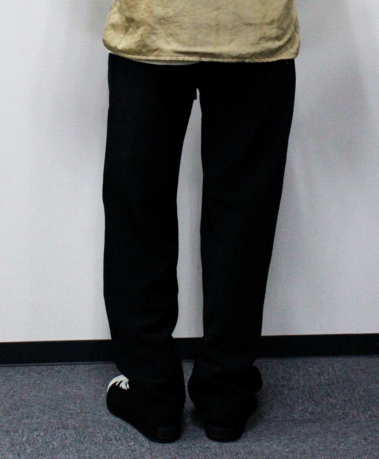 梳毛トップ調ダブルクロス リラックスワイドパンツ / ブラック [66004]