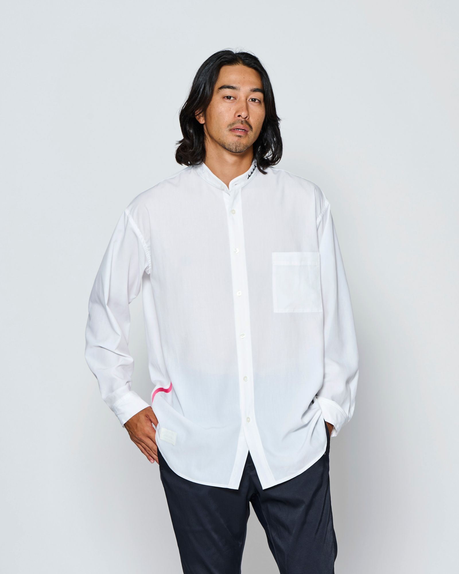 ☆先行予約☆muta MARINE × ACANTHUS  /バンドカラーシャツ /  Band Collar Shirt / WHITE【MA2723】