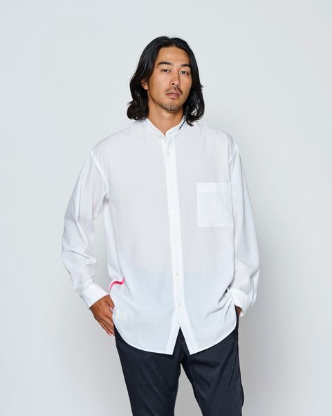 ☆先行予約☆muta MARINE × ACANTHUS  /バンドカラーシャツ /  Band Collar Shirt / WHITE【MA2723】