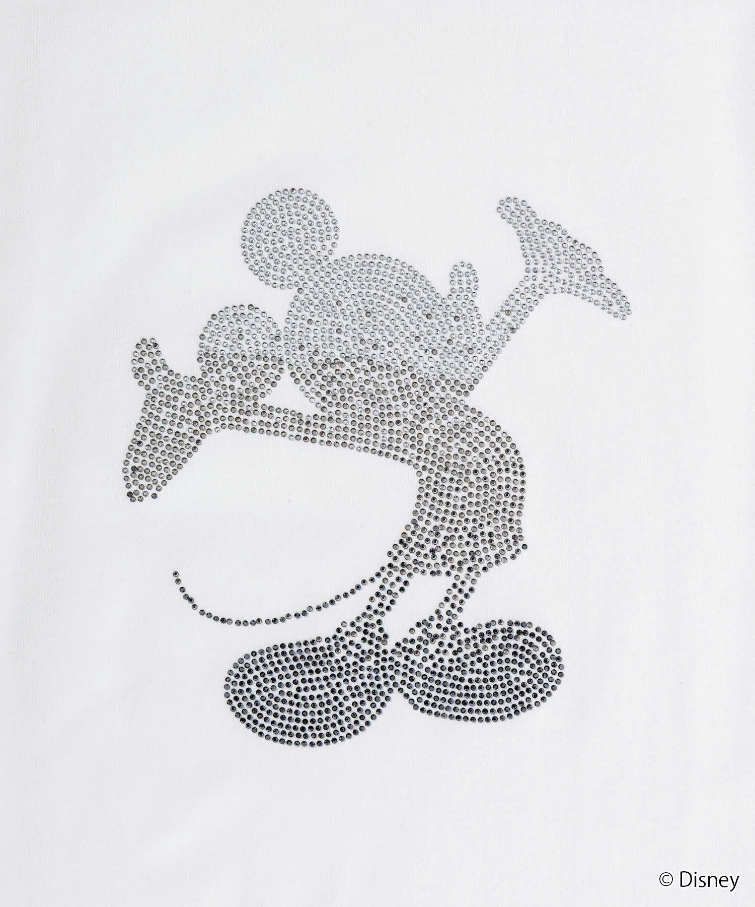 【ミッキーマウス】ラインストーンシルエット半袖Tシャツ / ホワイト 【UST-26093】