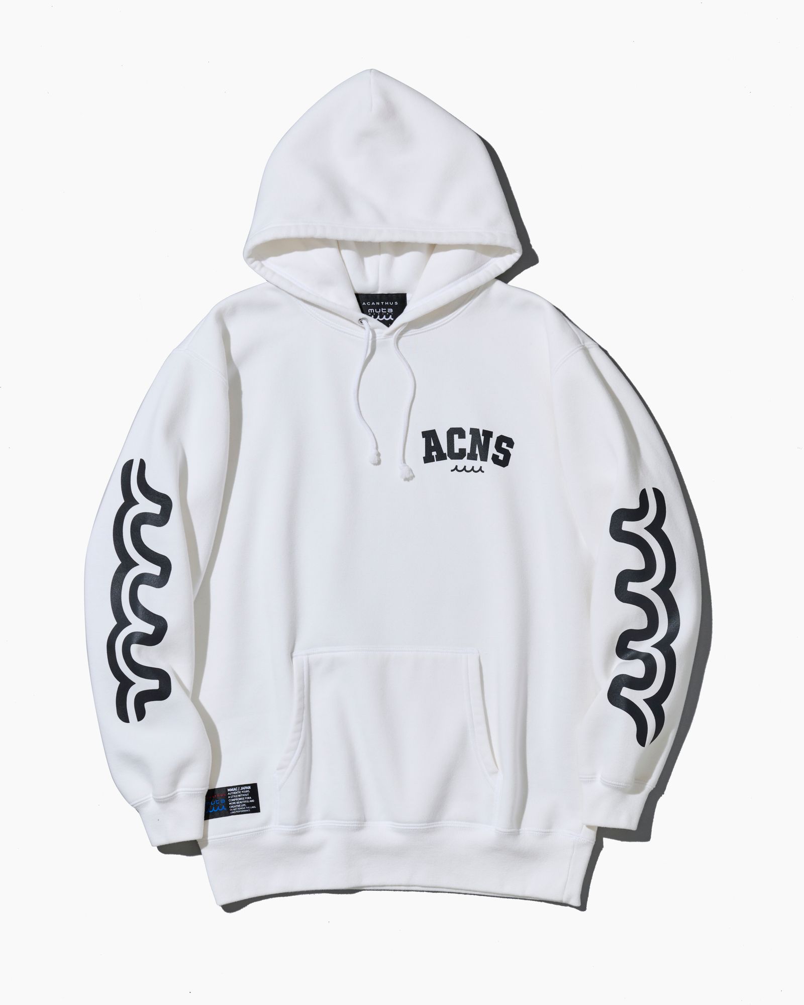 ☆先行予約☆ muta MARINE × ACANTHUS /アームプリントフーディー /パーカー / Arm Print Hooded Sweatshirt / WHITE 【MA2657】
