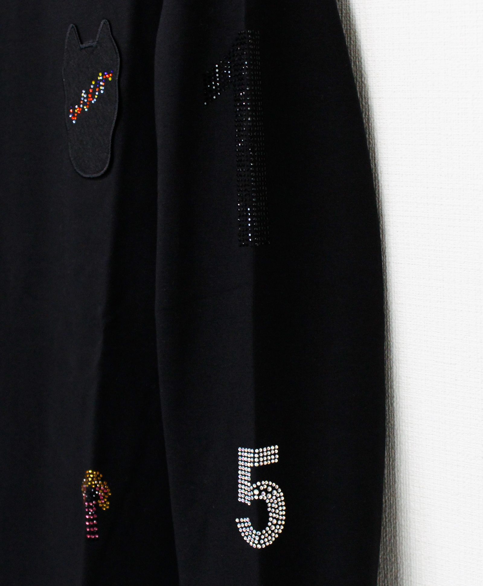 ラインストーン『GORGEOUS』 L/S Tシャツ / ロンT / ブラック [UC52-N545]