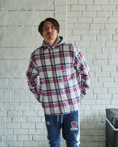 ☆先行予約販売2025年8月下旬～9月下旬頃入荷予定☆ ACANTHUS × muta MARINE / muta Hooded Flannel Shirts / シャツジャケット / WHITE 【MA2532】
