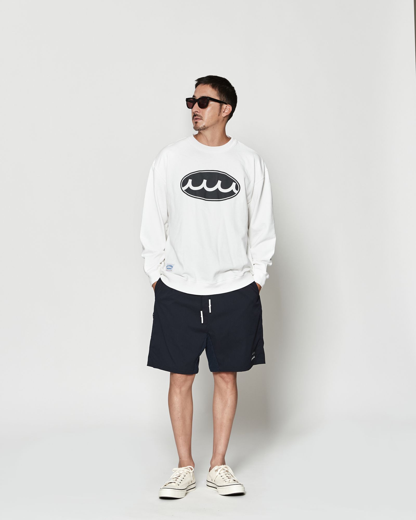 ☆先行予約☆muta MARINE × ACANTHUS  / エイジングサークルロゴクルーネックスウェット / Aging Circle Logo Crewneck / WHITE 【MA2611】