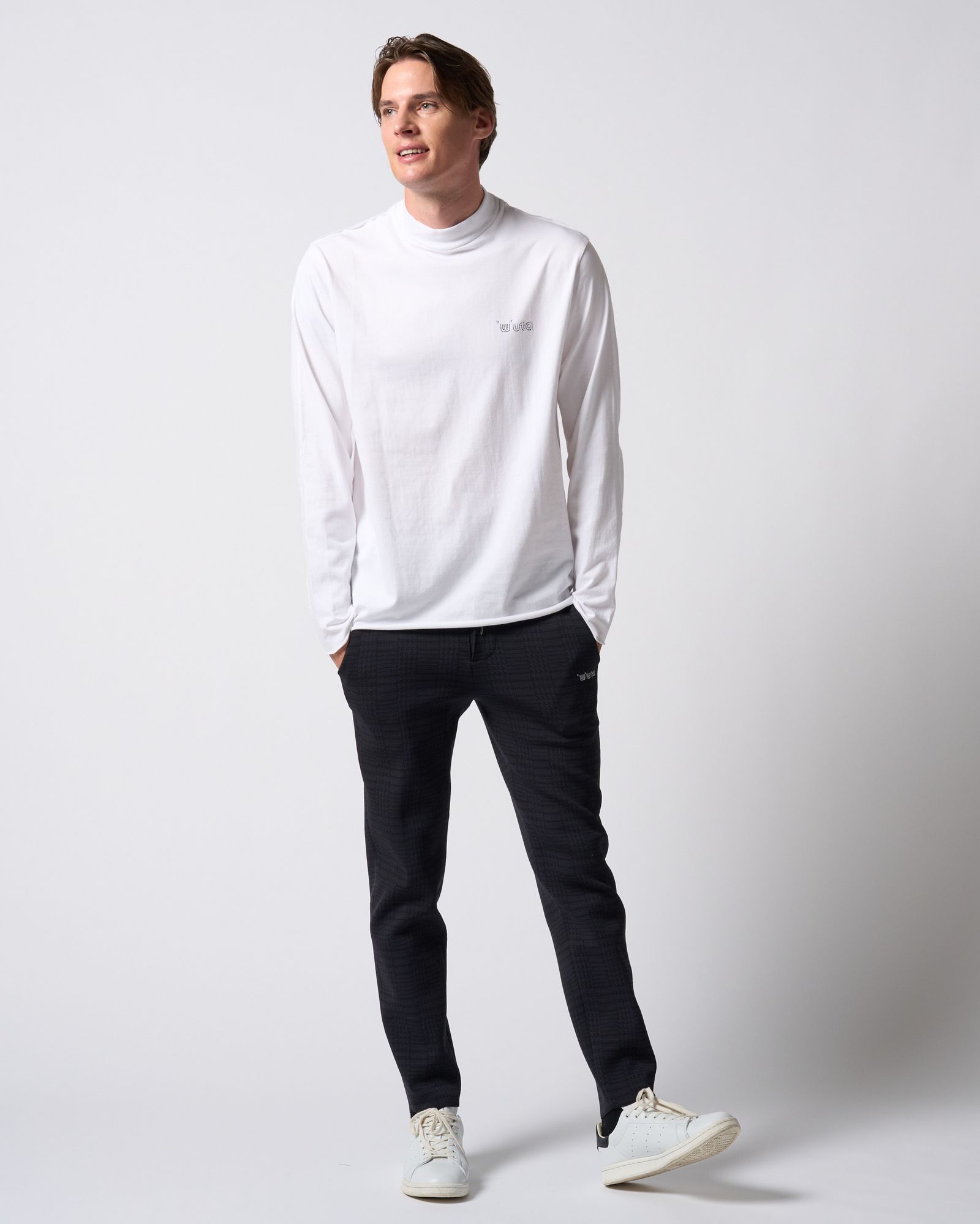 ☆先行予約☆ muta × wjk  / ニットイージースラックス / function knit easy slacks(jacquard check) / BLACK CHECK [504 mw08j]