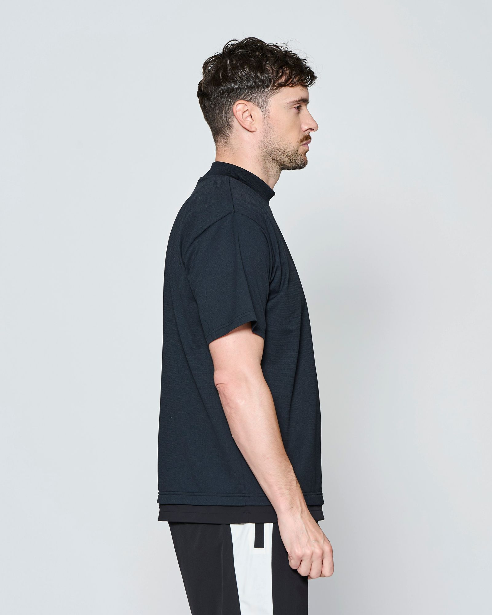 ☆先行予約☆muta MARINE × ACANTHUS  / メッシュモックネック半袖Tシャツ /  Mesh Mockneck S/S Top / BLACK【MA2714】