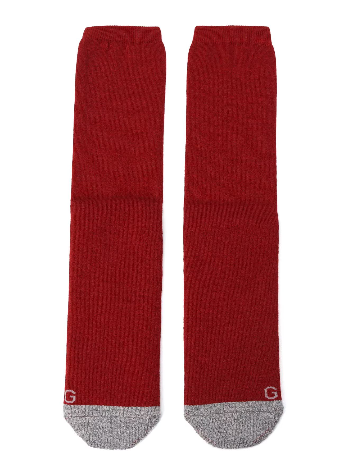 WOOL COTTON TWO TONE TUBE SOCKS / ツートンカラーチューブソックス / レッド [GL-M01-052-3-02]