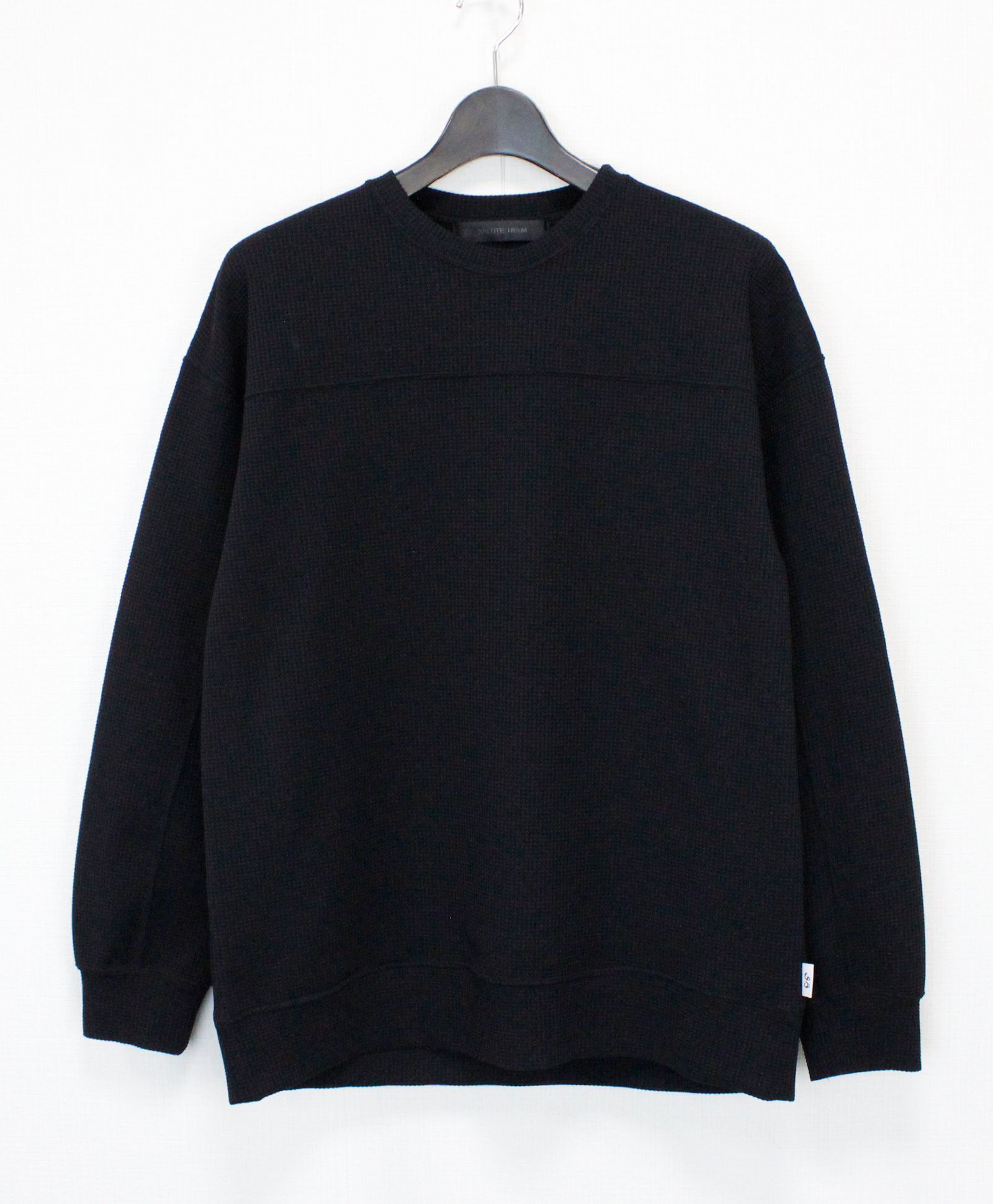 JOGGY ワッフル 切替クルー  / ブラック [86004]