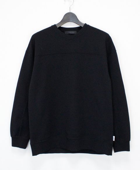 JOGGY ワッフル 切替クルー  / ブラック [86004]